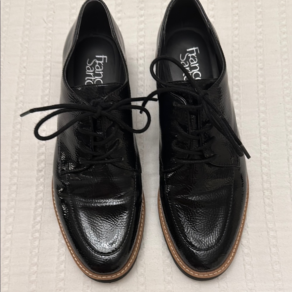 Franco Sarto Glossy Black Oxford Shoes